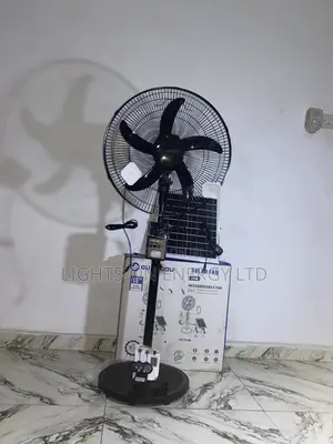 18-Inch Solar Rechargeable Fan with Panel and Bulbs