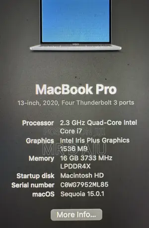 Apple MacBook Pro 2020 16GB Intel Core i7 500GB SSD