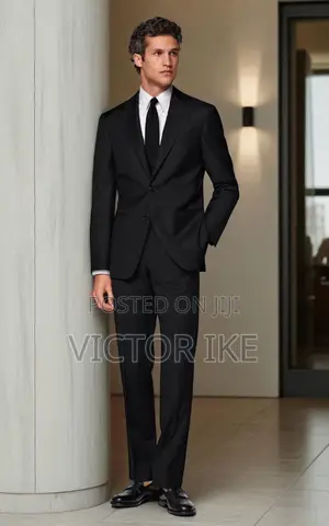 Elitman Black Fitted Suit - Kayan Jikin Maza