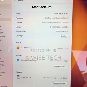 Apple MacBook Pro 2017 16GB RAM, 512GB SSD, Intel Core i5