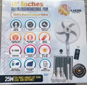 Lion 18-Inch Solar Fan with Charger, Remote & 3 Bulbs