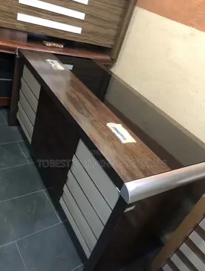 Luxury Dark Wood & Cream Executive Office Desk