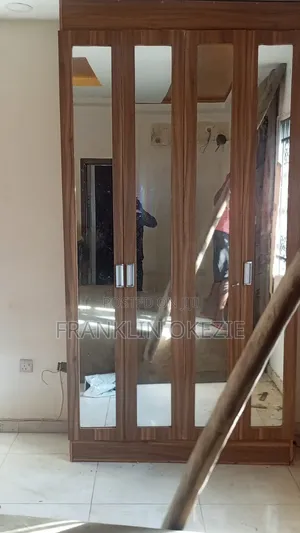 Yf Prestige Mirror Wardrobe - Brown Glossy Finish