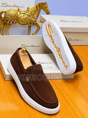 Santoni Suede Slip-On Shoes