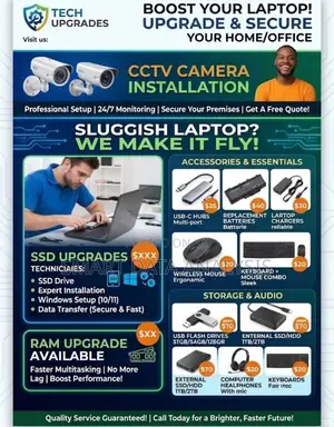 Kayan Aikin Kwamfuta: CCTV, Sabuntawar SSD/RAM, Baturi, Cajar, Hubs, Drive