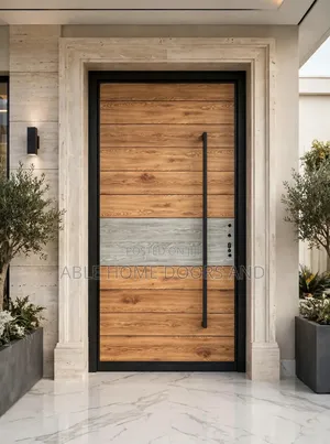 Local Made Pivot Door with Smart Lock - Wooden Fence Design