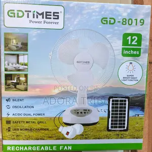12" GDTimes Fan Mai Caji Da Hasken Rana Tare Da Bulbs 2
