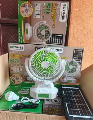 Gdtimes 9" Fan mai Caji da Hasken Rana