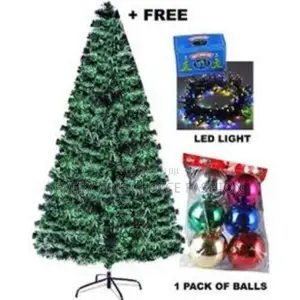 6ft Christmas Tree with LED Lights, Balls & Topper