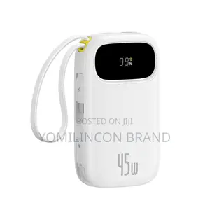 Baseus QPow3 Powerbank 45W 20000mAh tare da 2 Integrated USB-C Cables, White