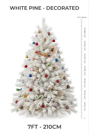 7ft White Pine Christmas Tree - Pre-Decorated