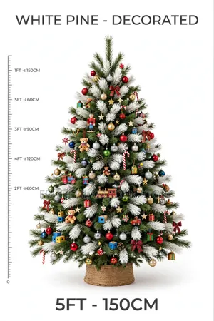 Bishiyar Kirsimeti Ta Furen Pine Mai Launi Fari 5ft - An Riga An Yi Mata Kayan Kwalliya