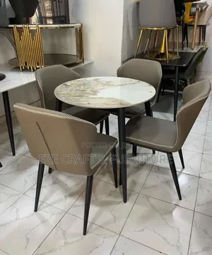 4-Seater Marble Dining Set - Round Shape
