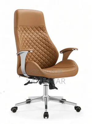 Premium Ergonomic Office Chair - Brown Leather
