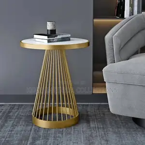 Home Interiors Ceramic Top Side Table - Black/Gold