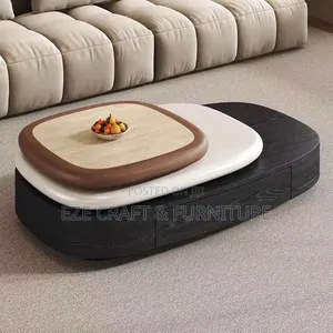 Luxury Rotating Wooden Center Table with Sintered Stone Top