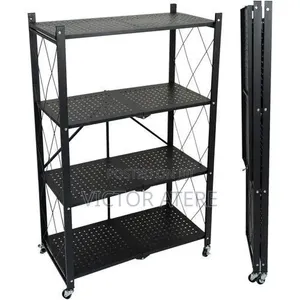 4-Tier Multifunctional Foldable Storage Rack with Wheels