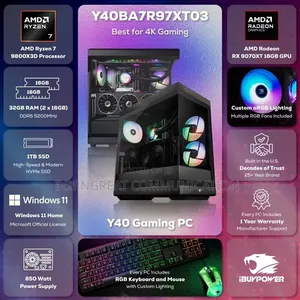 Sabo iBUYPOWER Gaming Desktop Ryzen 7 32GB RAM 1TB SSD RX 9070XT