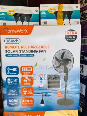 Homeworx 18-inch Fan Mai Ƙarfin Hasken Rana Mai Sake Caji