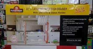 Rashnik 22-Inch 3-Layer Wooden Dish Drainer