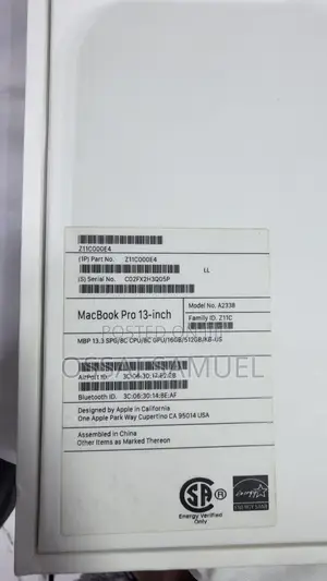 Apple MacBook Pro 2021 M1 16GB RAM 512GB SSD
