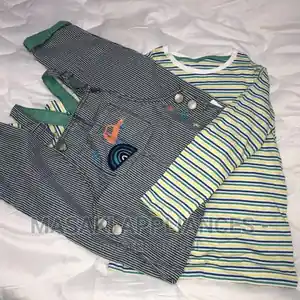 Mothercare Denim Striped Dungaree and T-Shirt Set
